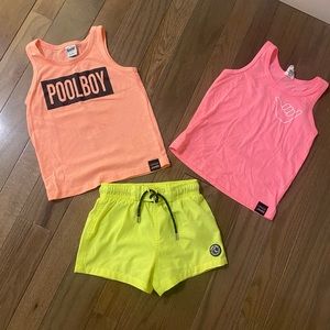 Binky bro 18 mo trunks and 2t lenox james tanks